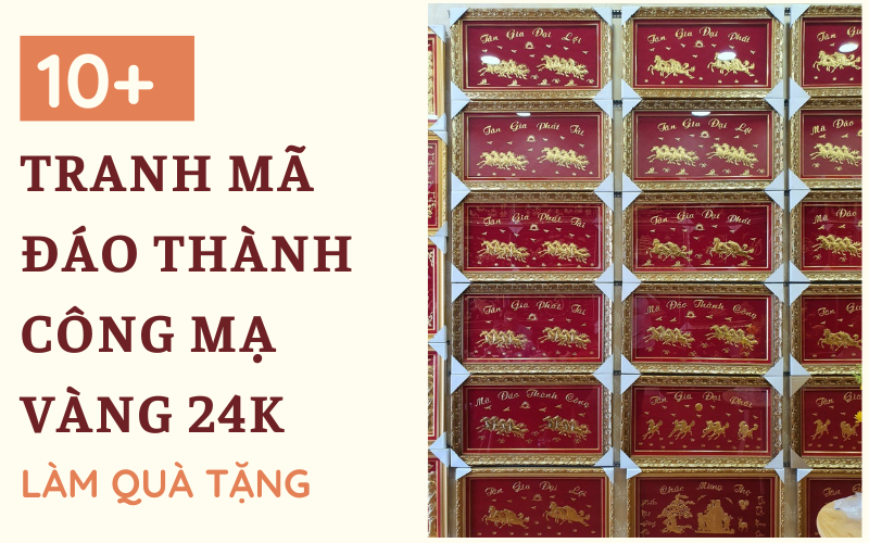 Tranh mã đáo thành công mạ vàng 24K làm quà tặng