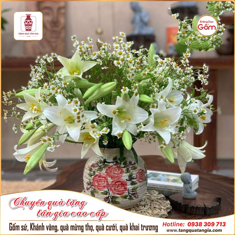 Bình cắm hoa ly dáng bầu tròn