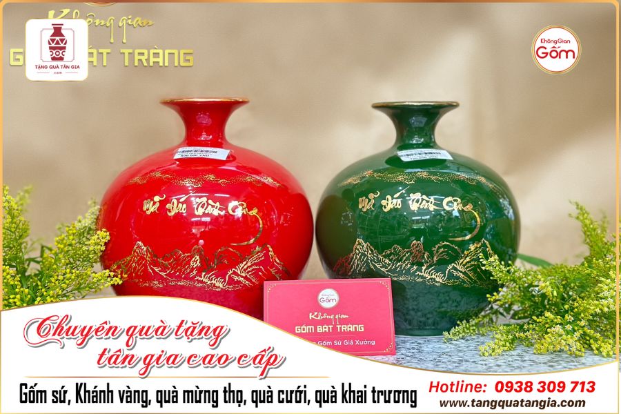 Bình hút lộc Bát Tràng men màu theo mệnh