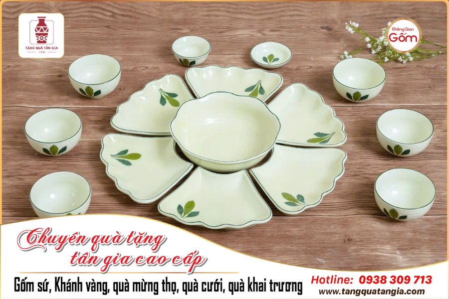Bộ bát đĩa gốm sứ Bát Tràng hoàn hảo trong từng đường nét