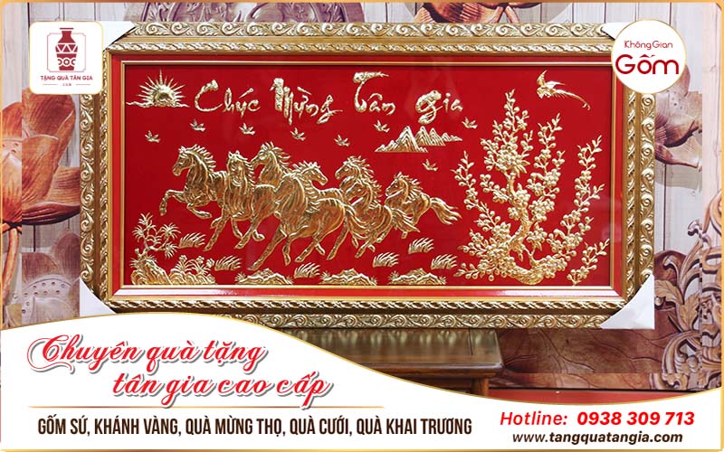 Tranh mã đáo thành công dát vàng