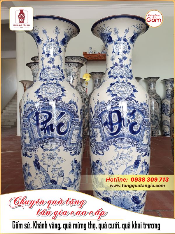 Lộc bình họa tiết hoa văn cuốn thư Phúc Đức