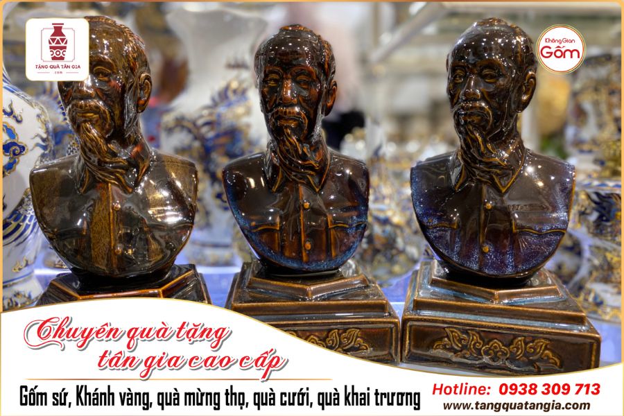 Tượng Bác Hồ gốm sứ cao cấp Bát Tràng